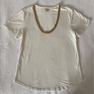 J.Crew-  Sparkly Gold Embellished Scoopneck Tshirt